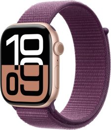 APPLE Watch Series 10 - 42 mm Rose Gold Aluminium Case with Plum Sport Loop - A-Grade