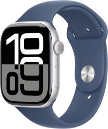 APPLE Watch Series 10 - 46 mm Silver Aluminium Case with Denim Sport Band, M/L - A-Grade