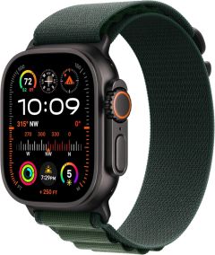 APPLE Watch Ultra 2 Cellular - 49 mm Black Titanium Case with Dark Green Alpine Loop, Medium - A-Grade
