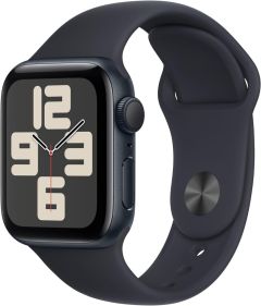 APPLE Watch SE - 40 mm 2024 Midnight Aluminium Case with Midnight Sports Band, S/M - MXE73QA/A