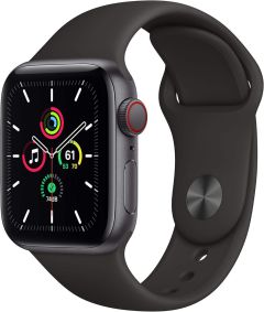 APPLE Watch SE Cellular - Space Grey Aluminium with Black Sports Band, 40 mm - MYEK2X/A